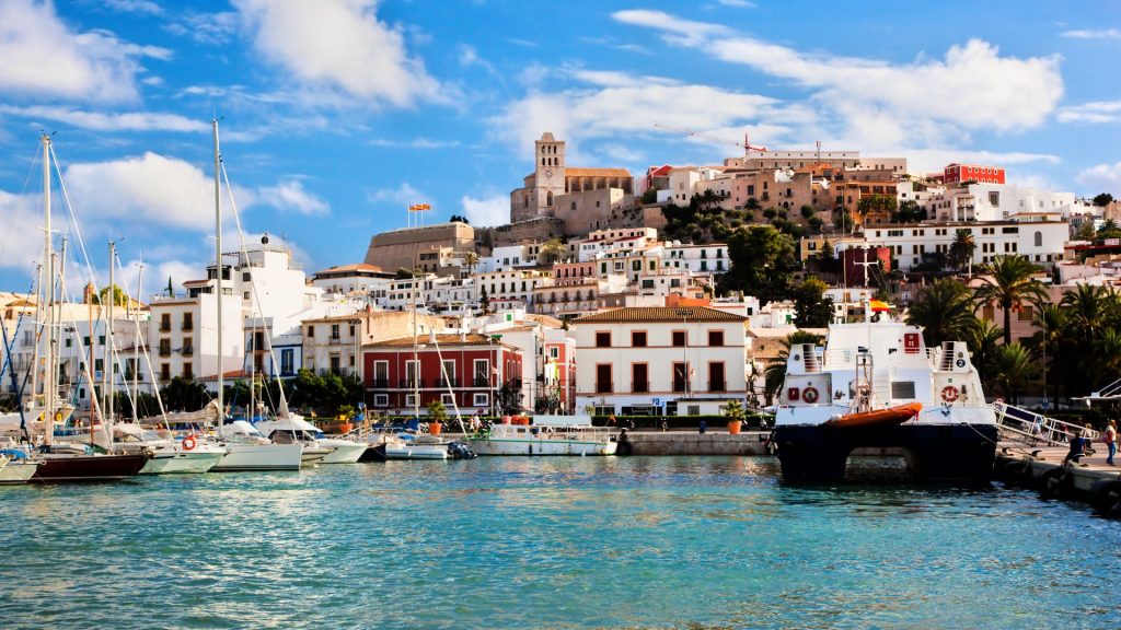 Panorama of Ibiza old city - Eivissa. Spain, Balearic islands