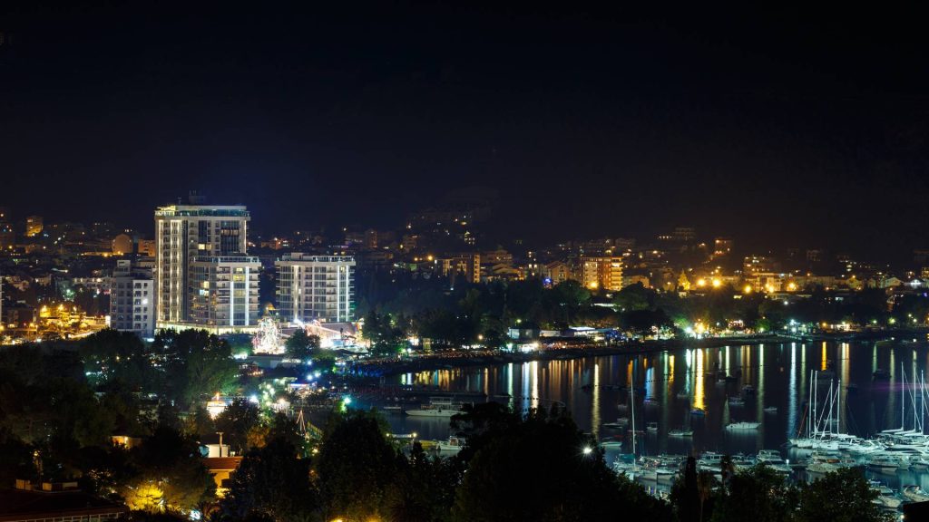 Night city Budva, Montenegro, Balkans