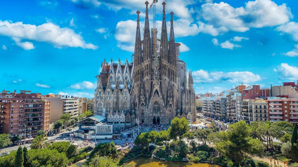 BARCELONA, SPAIN - SEPTEMBER 15,2015 : Sagrada Familia in Barcelona. Sagrada - the most known the buildings created by Antoni Gaudi.