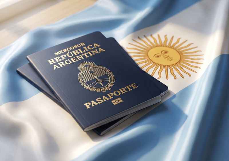 Argentine passports on the flag of Argentina